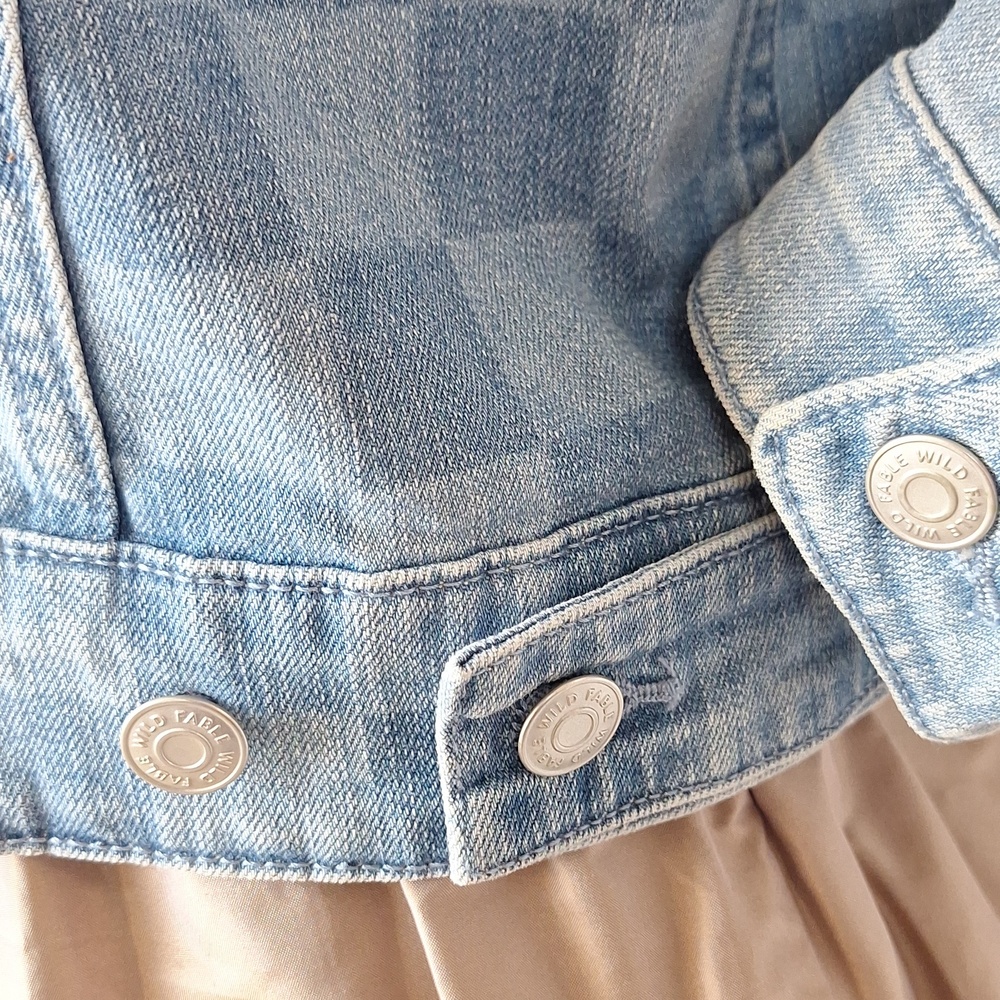 Wild Fable Checkerboard Light Wash Denim Jacket - Blue - Picture 4 of 7